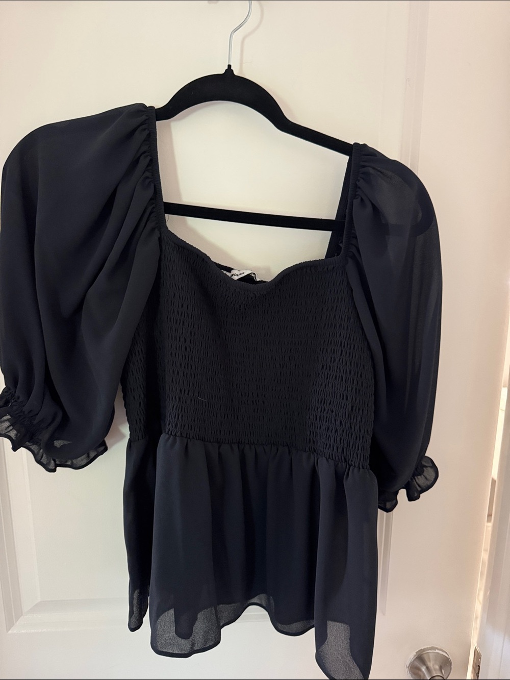 Black Puff Sleeve maternity top